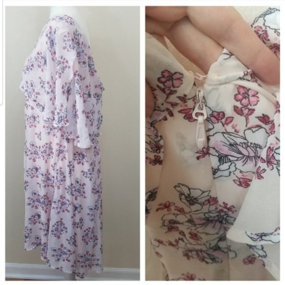🆕️ Torrid Pink Floral Chiffon Dress Sz. 12 - Picture 3 of 9